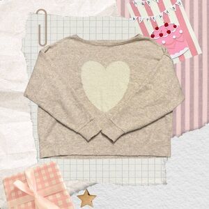 American Eagle Outfitters Cream Heart-Back Sweater